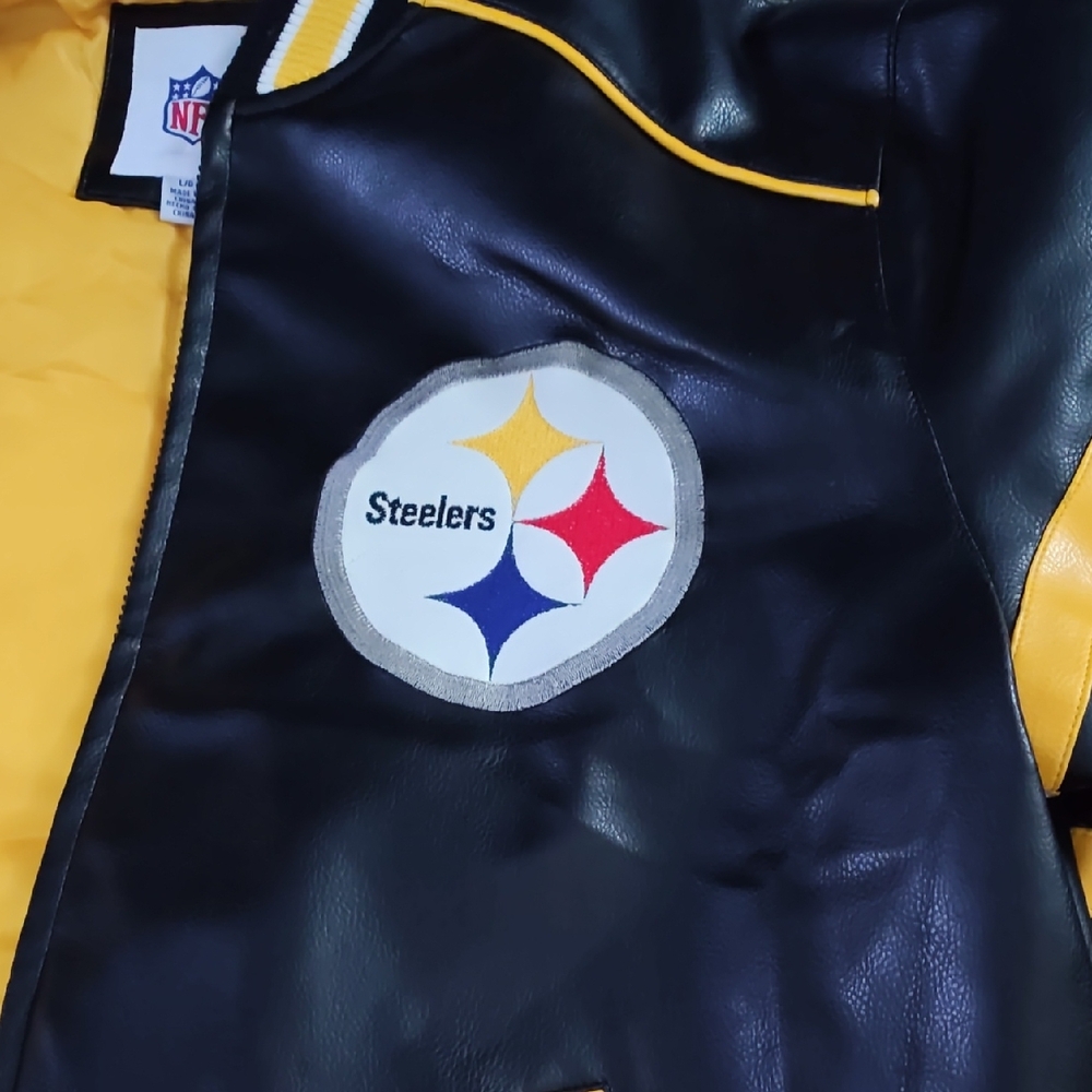 NFL Pittsburgh Steelers Black Jacket with Gold Lining - Picture 5 of 5